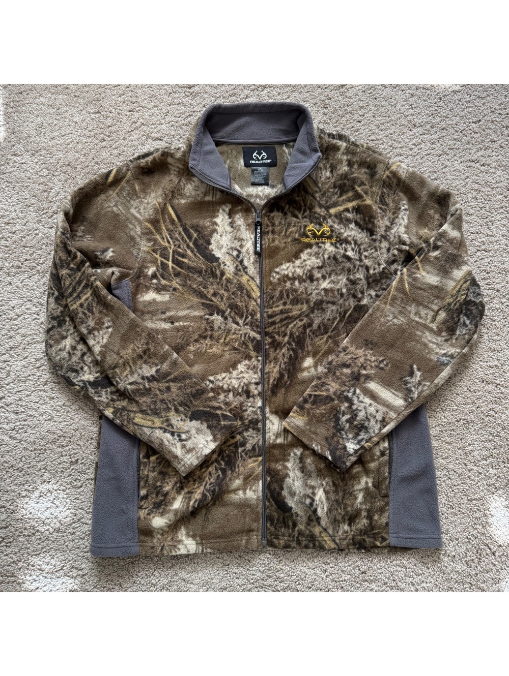 real tree full zip camo fleece jacket men’s Size medium